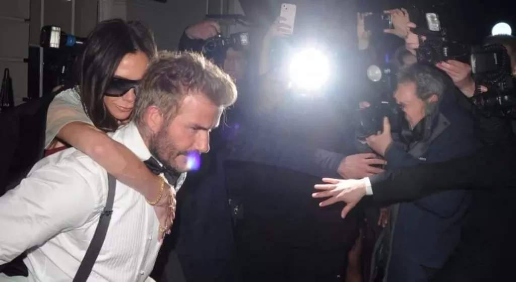 Victoria Beckham Injured Her Already Iconic Exit On David Beckham's Back At Her 50th Birthday Party